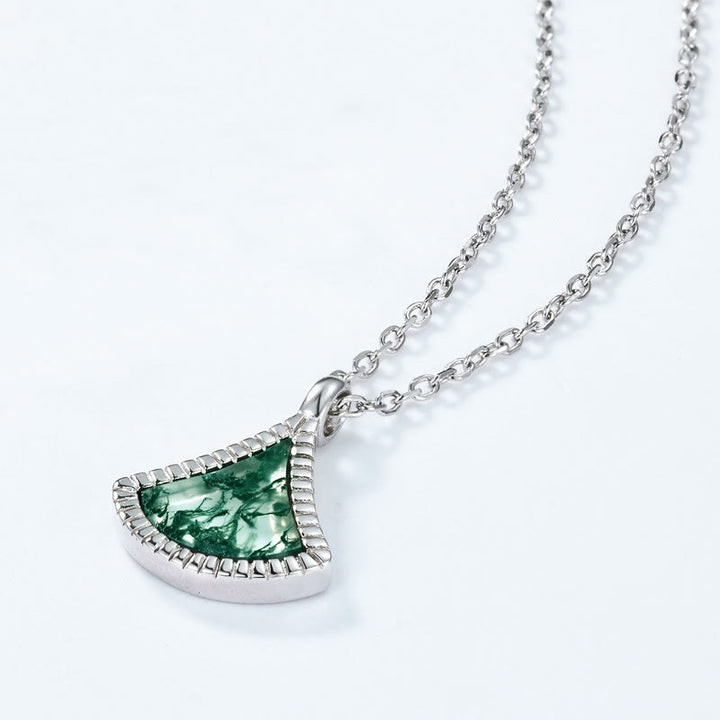 Ensemble de bijoux en agate mousse en forme de feuille de ginkgo Olivenorma