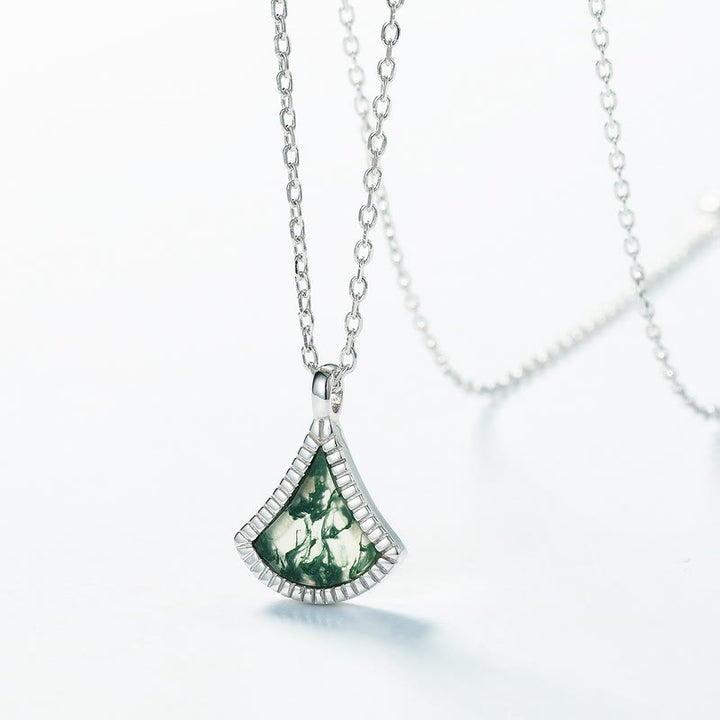 Ensemble de bijoux en agate mousse en forme de feuille de ginkgo Olivenorma