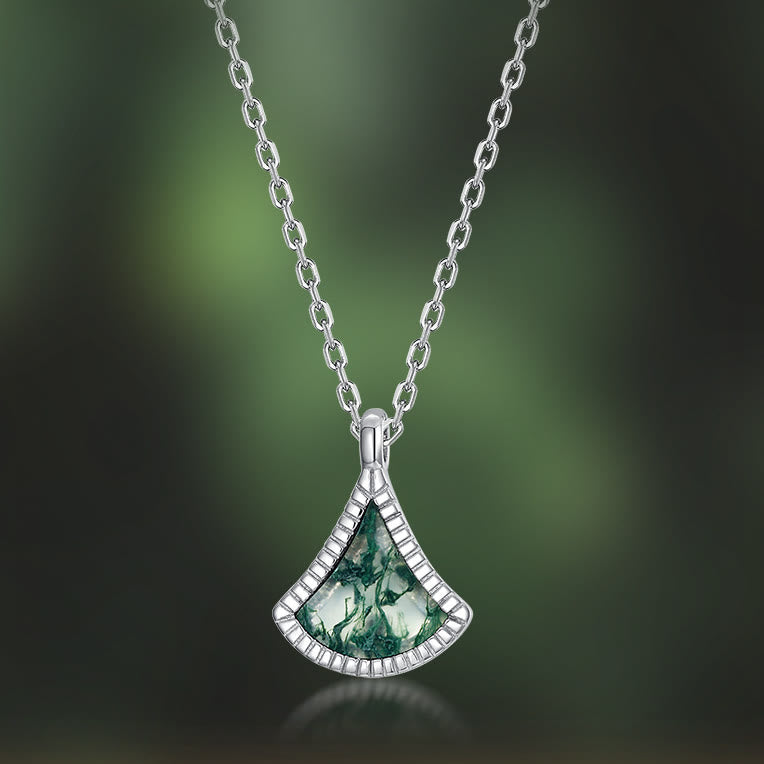 Ensemble de bijoux en agate mousse en forme de feuille de ginkgo Olivenorma