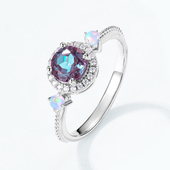 Ensemble de bijoux avec pendentif rond en alexandrite naturelle Olivenorma