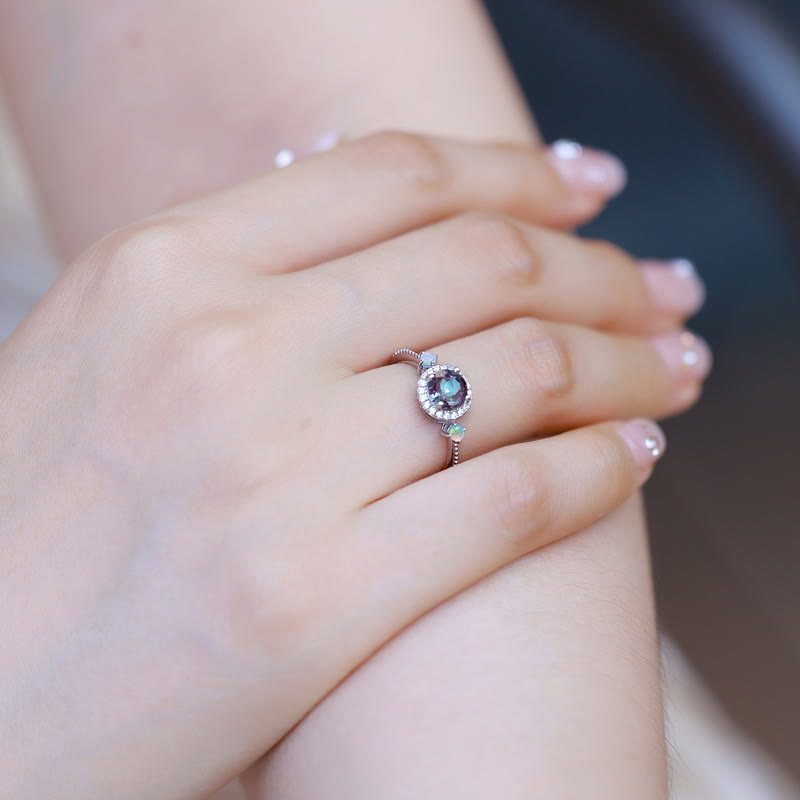 Ensemble de bijoux avec pendentif rond en alexandrite naturelle Olivenorma