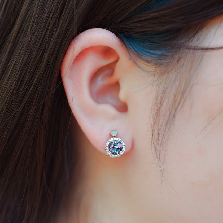 Ensemble de bijoux avec pendentif rond en alexandrite naturelle Olivenorma