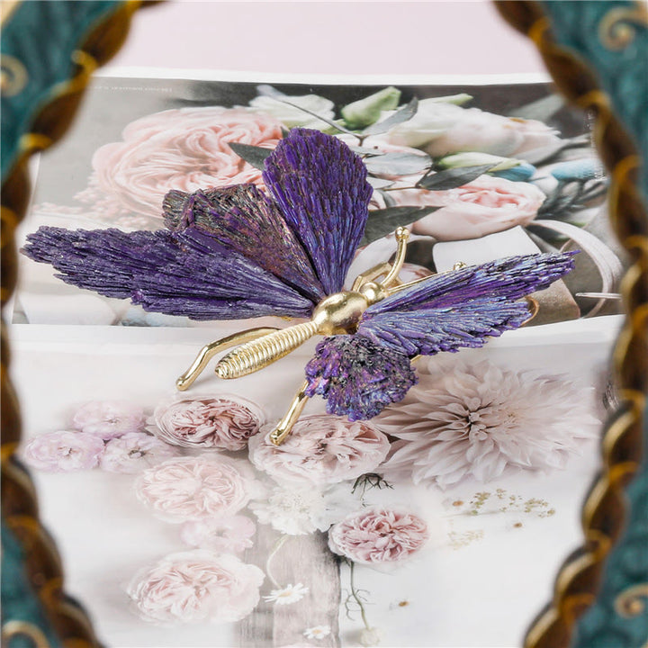 Décoration en pierre précieuse papillon en tourmaline naturelle violette électroplaquée Olivenorma
