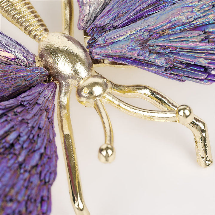 Décoration en pierre précieuse papillon en tourmaline naturelle violette électroplaquée Olivenorma