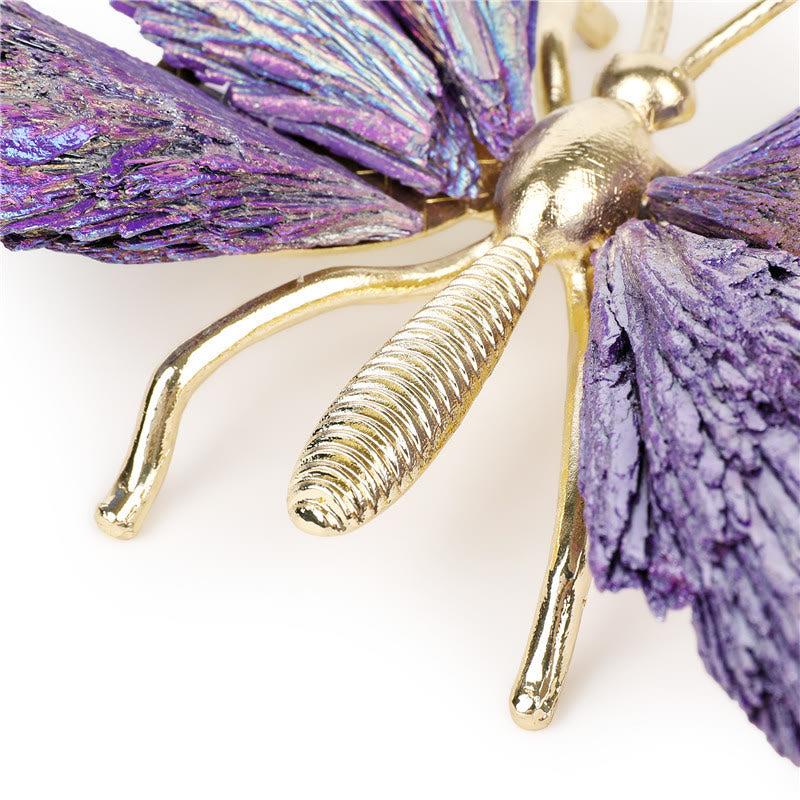 Décoration en pierre précieuse papillon en tourmaline naturelle violette électroplaquée Olivenorma