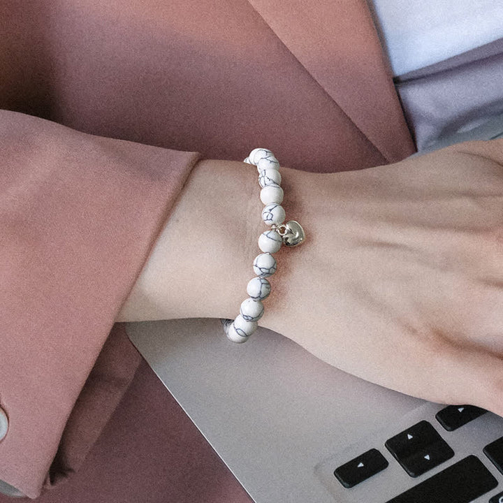 Bracelet d'équilibre et de guérison en pierre naturelle de quartz en forme de cœur Olivenorma