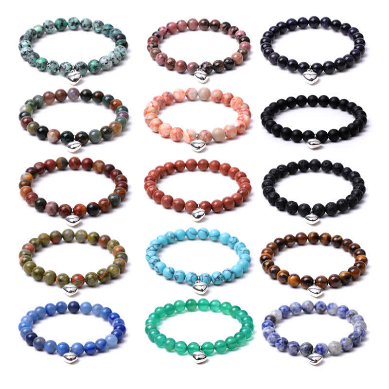 Bracelet d'équilibre et de guérison en pierre naturelle de quartz en forme de cœur Olivenorma