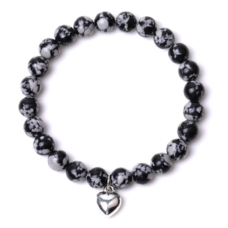 Bracelet d'équilibre et de guérison en pierre naturelle de quartz en forme de cœur Olivenorma