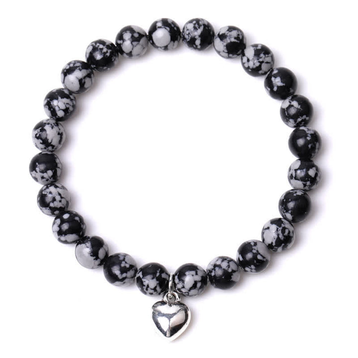 Bracelet d'équilibre et de guérison en pierre naturelle de quartz en forme de cœur Olivenorma