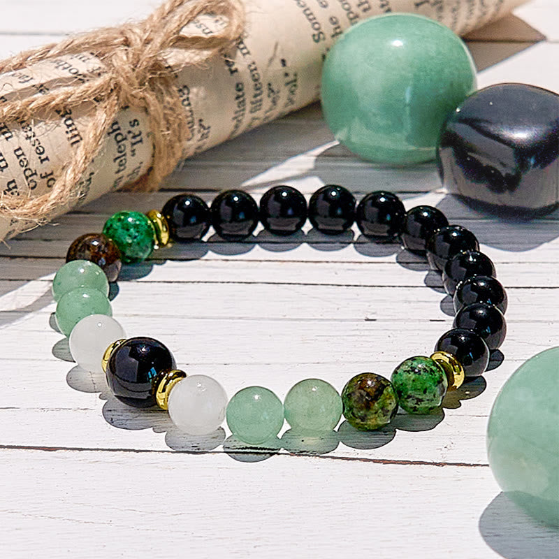 Bracelet en perles d'obsidienne aventurine verte naturelle Olivenorma