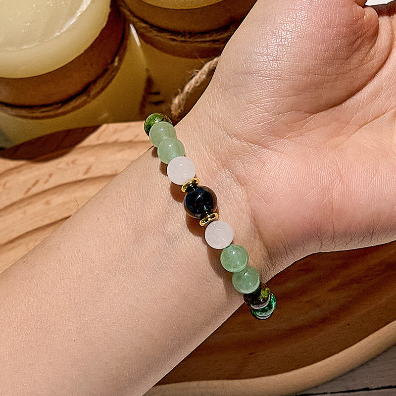 Bracelet en perles d'obsidienne aventurine verte naturelle Olivenorma