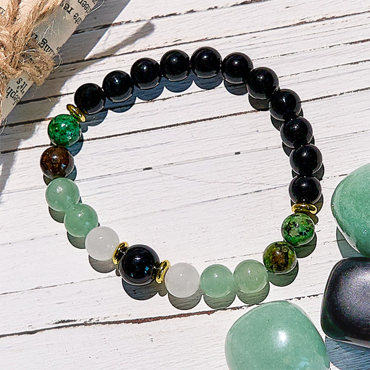 Bracelet en perles d'obsidienne aventurine verte naturelle Olivenorma