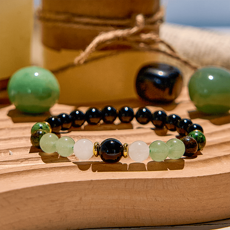 Bracelet en perles d'obsidienne aventurine verte naturelle Olivenorma