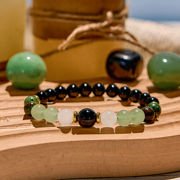 Bracelet en perles d'obsidienne aventurine verte naturelle Olivenorma