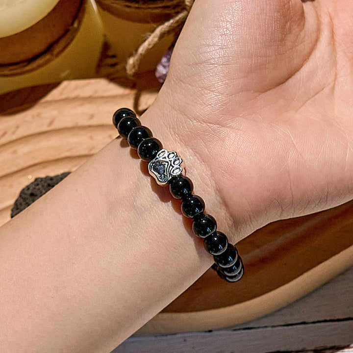 Bracelet pendentif patte de chien en perles de pierre naturelle Olivenorma