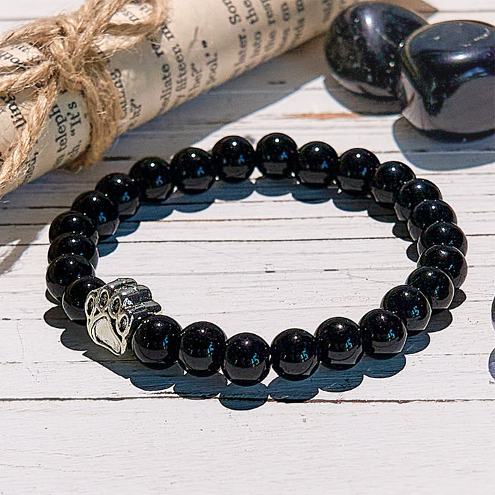 Bracelet pendentif patte de chien en perles de pierre naturelle Olivenorma