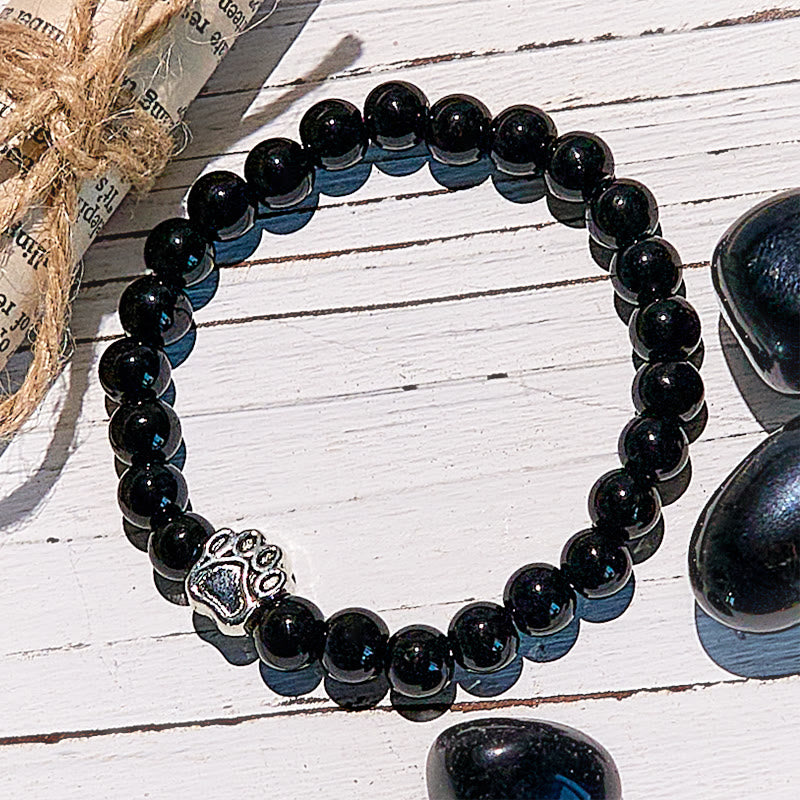 Bracelet pendentif patte de chien en perles de pierre naturelle Olivenorma