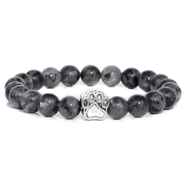 Bracelet pendentif patte de chien en perles de pierre naturelle Olivenorma