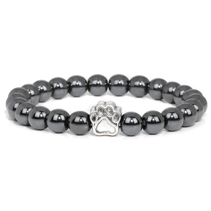 Bracelet pendentif patte de chien en perles de pierre naturelle Olivenorma