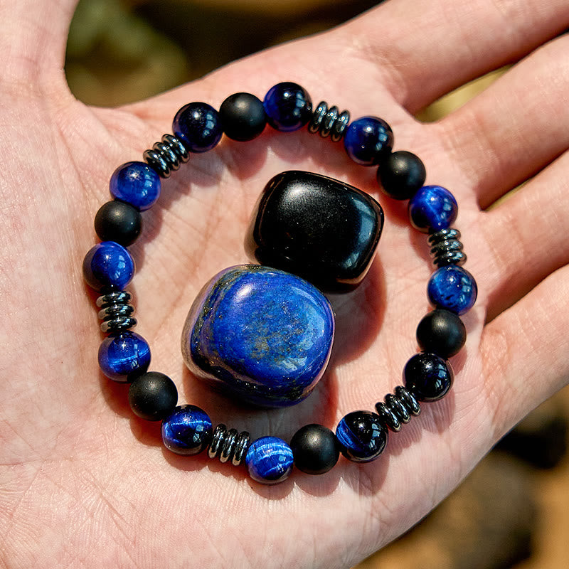 Bracelet en perles d'hématite œil de tigre naturel Olivenorma