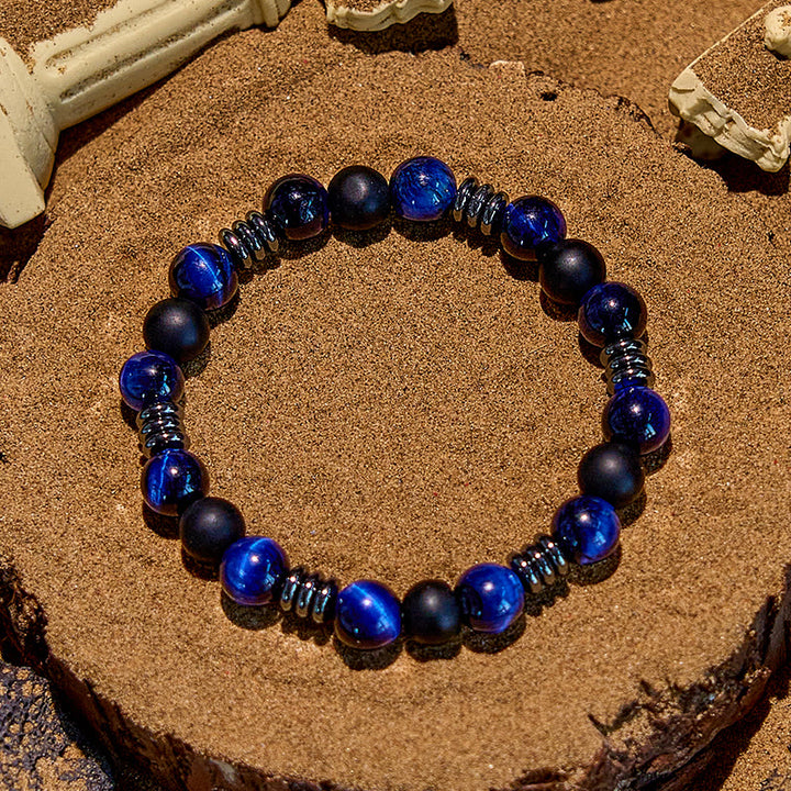 Bracelet en perles d'hématite œil de tigre naturel Olivenorma