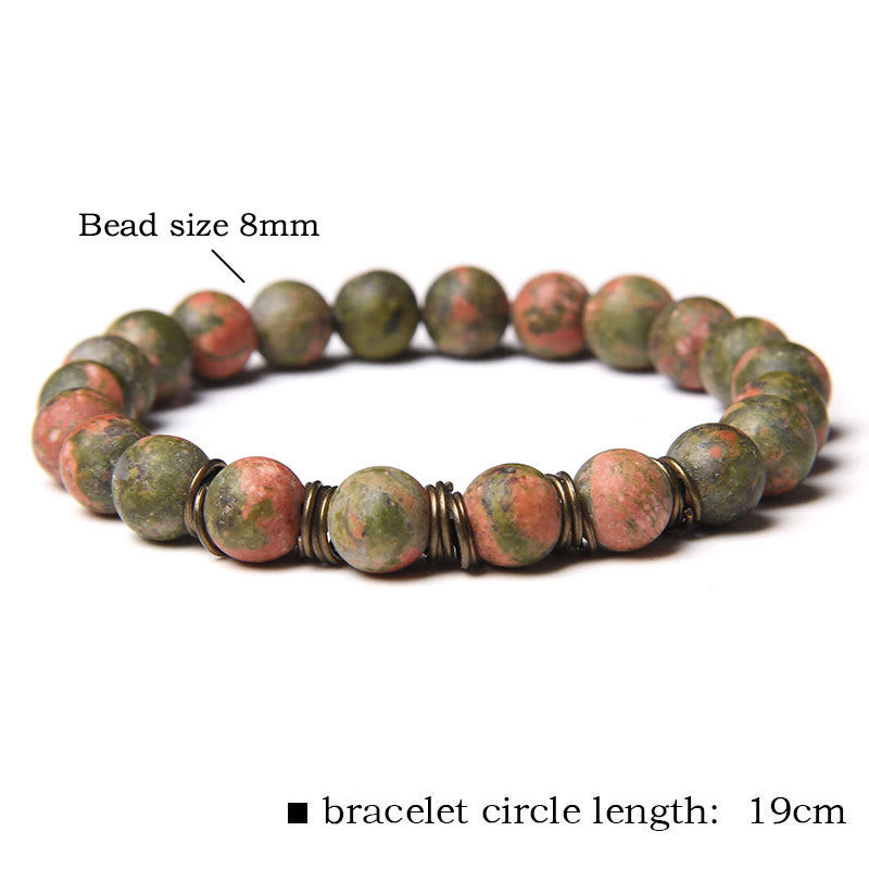 Bracelet en fil de cuivre doré avec perles en pierre naturelle Olivenorma