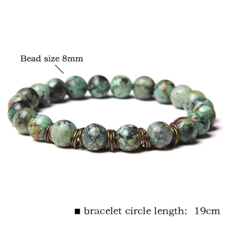 Bracelet en fil de cuivre doré avec perles en pierre naturelle Olivenorma