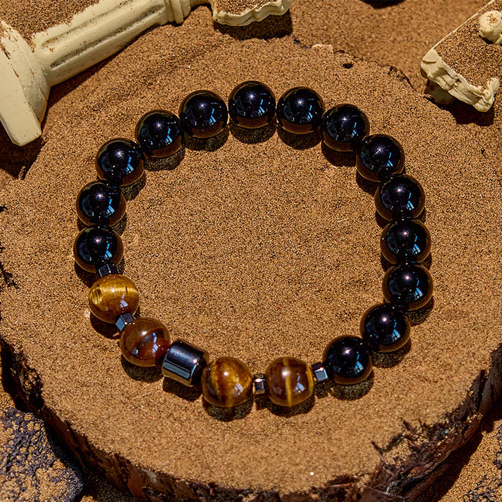 Bracelet de perles en hématite et en obsidienne œil de tigre Olivenorma
