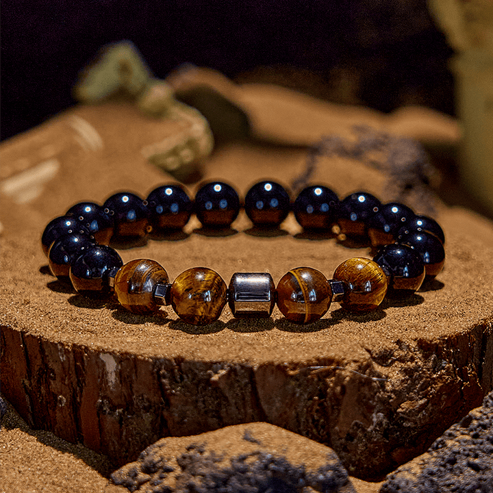 Bracelet de perles en hématite et en obsidienne œil de tigre Olivenorma