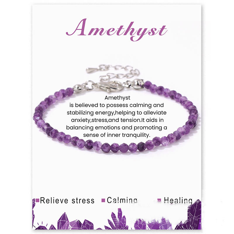 Bracelet Olivenorma en perles à facettes en pierre naturelle de 3 mm