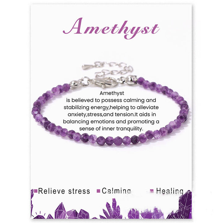 Bracelet Olivenorma en perles à facettes en pierre naturelle de 3 mm