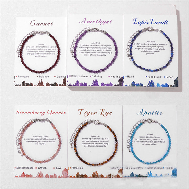 Bracelet Olivenorma en perles à facettes en pierre naturelle de 3 mm