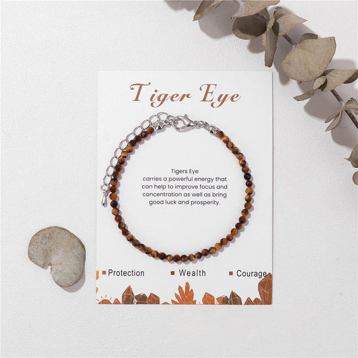 Bracelet Olivenorma en perles à facettes en pierre naturelle de 3 mm