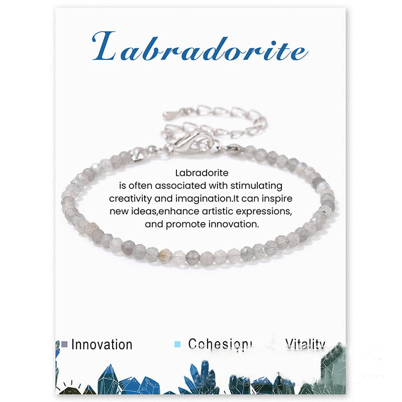 Bracelet Olivenorma en perles à facettes en pierre naturelle de 3 mm