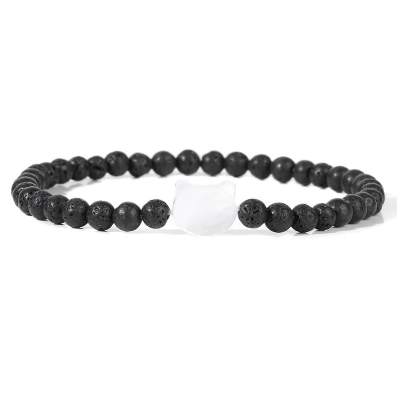 Bracelet en perles de pierre naturelle Olivenorma chaton Nacre 4mm