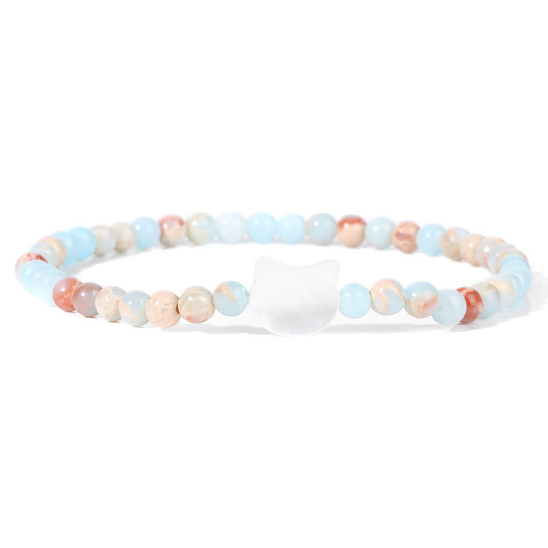 Bracelet en perles de pierre naturelle Olivenorma chaton Nacre 4mm