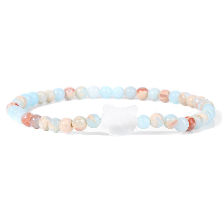 Bracelet en perles de pierre naturelle Olivenorma chaton Nacre 4mm