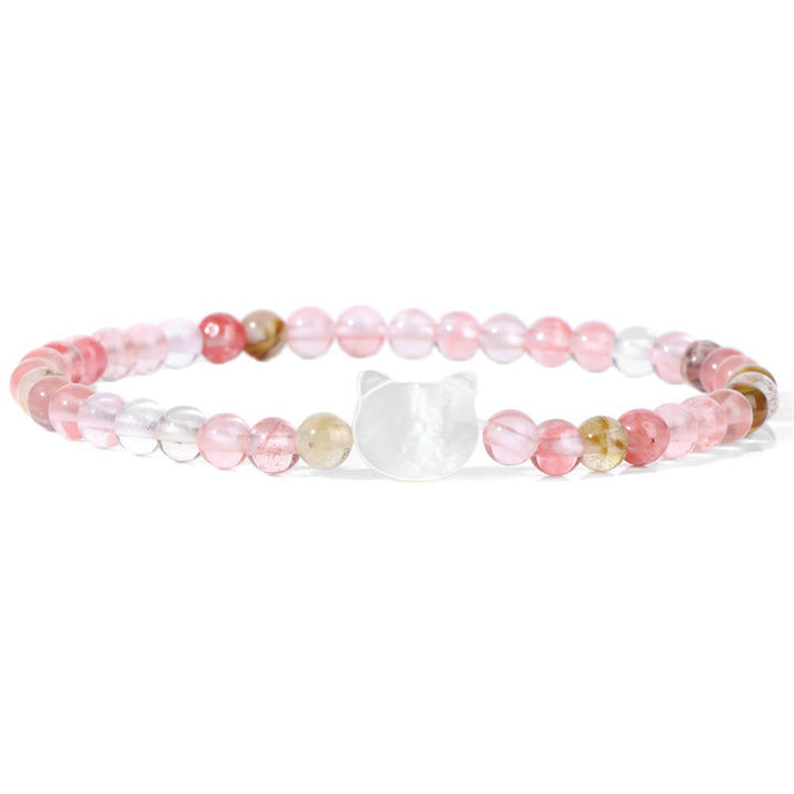 Bracelet en perles de pierre naturelle Olivenorma chaton Nacre 4mm