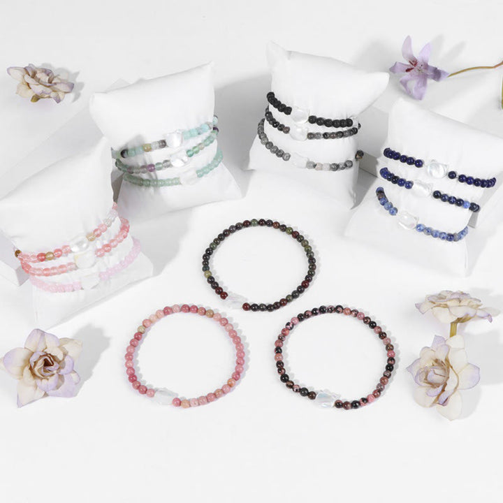 Bracelet en perles de pierre naturelle Olivenorma chaton Nacre 4mm