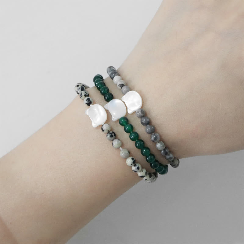 Bracelet en perles de pierre naturelle Olivenorma chaton Nacre 4mm