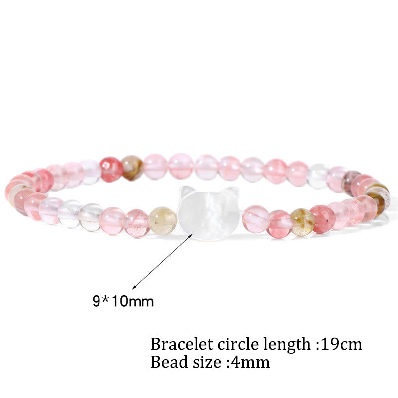 Bracelet en perles de pierre naturelle Olivenorma chaton Nacre 4mm