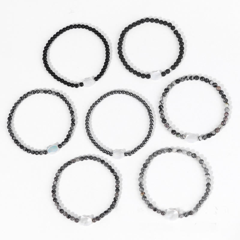 Bracelet en perles de pierre naturelle Olivenorma chaton Nacre 4mm