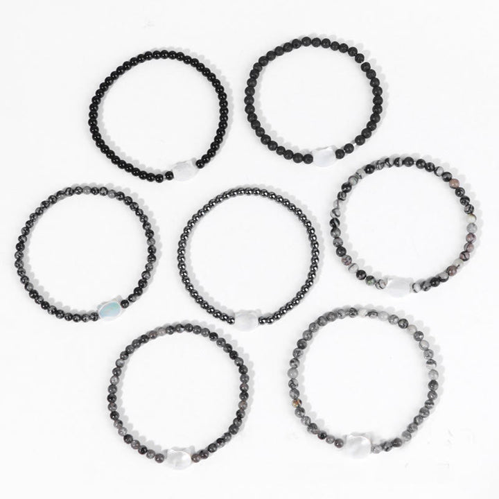 Bracelet en perles de pierre naturelle Olivenorma chaton Nacre 4mm