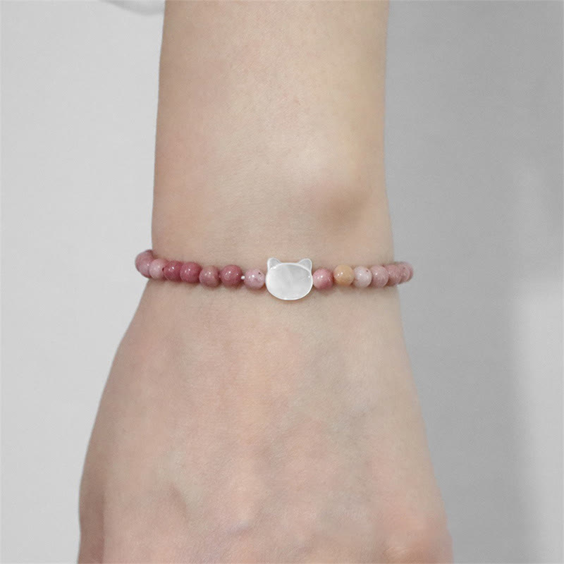 Bracelet en perles de pierre naturelle Olivenorma chaton Nacre 4mm