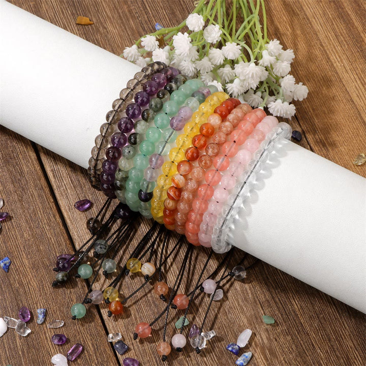 Bracelet à cordon en perles de pierre naturelle Olivenorma 4 mm/6 mm