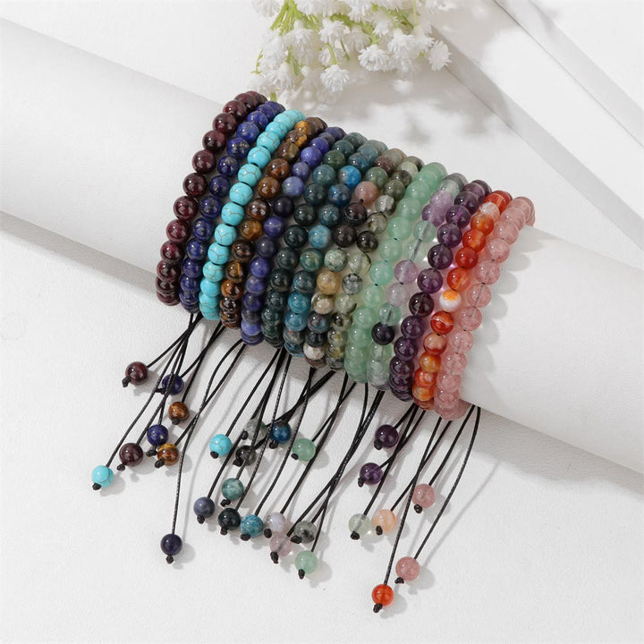 Bracelet à cordon en perles de pierre naturelle Olivenorma 4 mm/6 mm