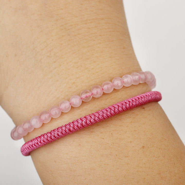 Bracelet tressé en perles de quartz rose naturel Olivenorma