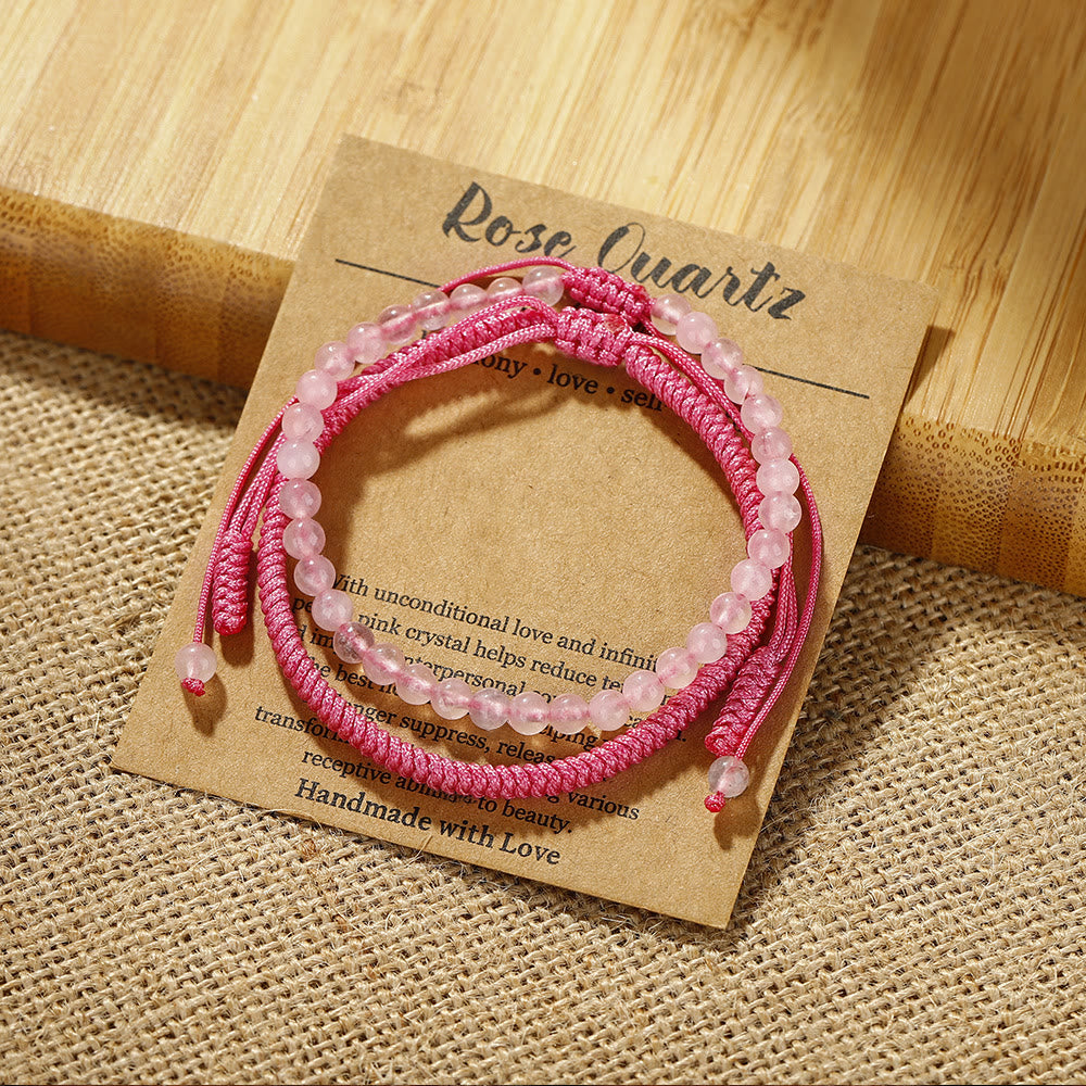 Bracelet tressé en perles de quartz rose naturel Olivenorma