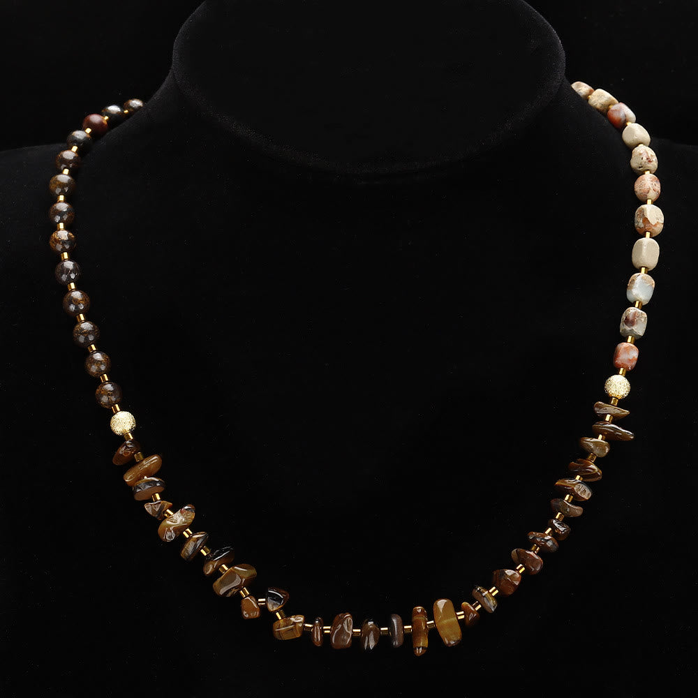 Bracelet de perles d'agalmatolite en œil de tigre Olivenorma