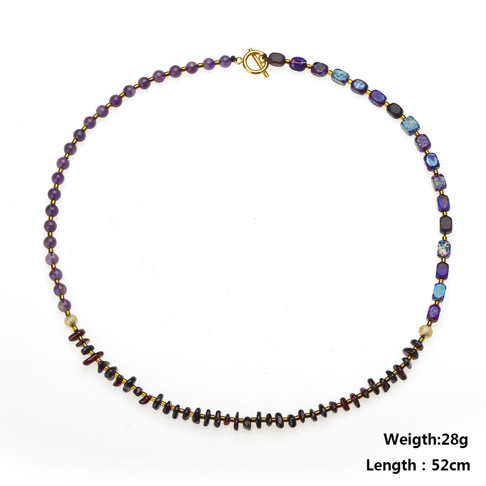 Bracelet de perles en pierre empereur violette améthyste grenat Olivenorma